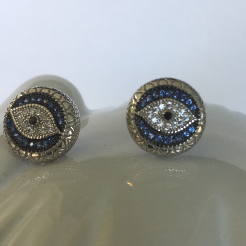NWT Sterling Silver Evil Eye Stud Earrings - Picture 2 of 5
